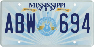 MS license plate ABW694