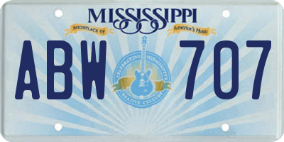 MS license plate ABW707