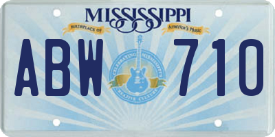 MS license plate ABW710