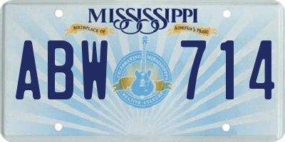 MS license plate ABW714