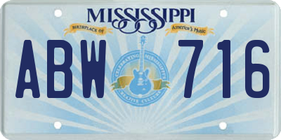 MS license plate ABW716
