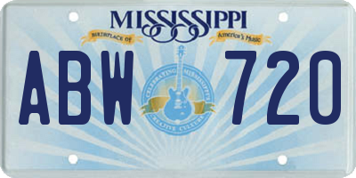 MS license plate ABW720