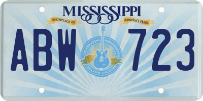MS license plate ABW723