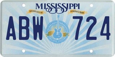 MS license plate ABW724