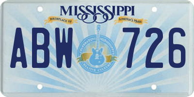 MS license plate ABW726