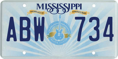 MS license plate ABW734
