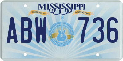 MS license plate ABW736