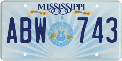 MS license plate ABW743