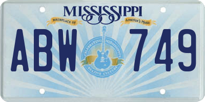 MS license plate ABW749