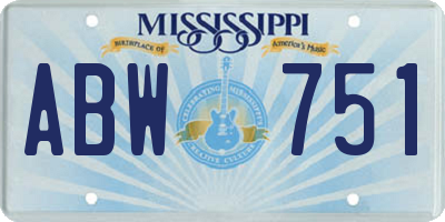 MS license plate ABW751