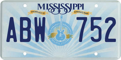 MS license plate ABW752