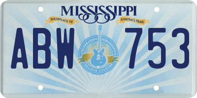 MS license plate ABW753