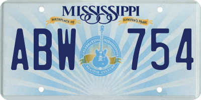 MS license plate ABW754
