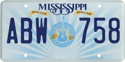 MS license plate ABW758