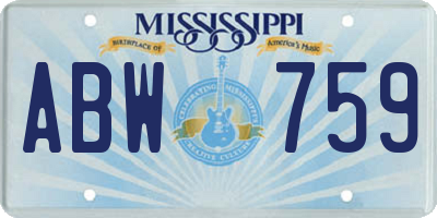 MS license plate ABW759