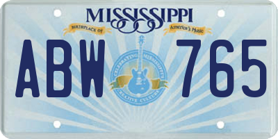MS license plate ABW765