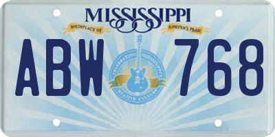 MS license plate ABW768