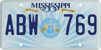 MS license plate ABW769