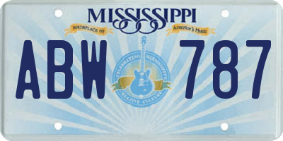 MS license plate ABW787