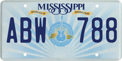 MS license plate ABW788