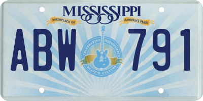 MS license plate ABW791