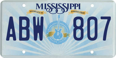 MS license plate ABW807