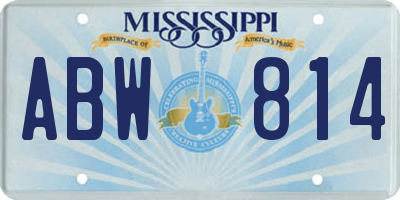 MS license plate ABW814