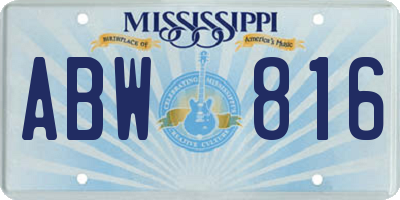 MS license plate ABW816