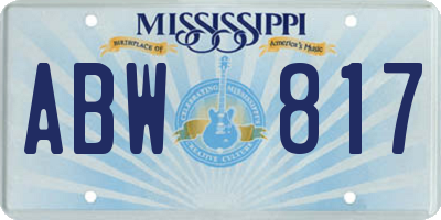 MS license plate ABW817