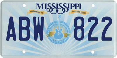 MS license plate ABW822