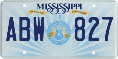 MS license plate ABW827