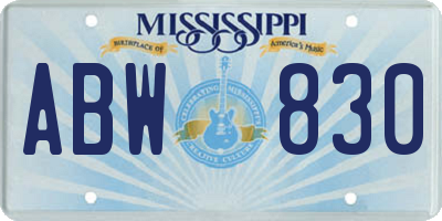MS license plate ABW830