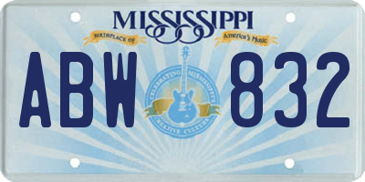 MS license plate ABW832