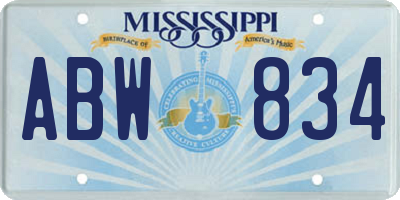 MS license plate ABW834