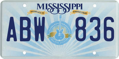 MS license plate ABW836