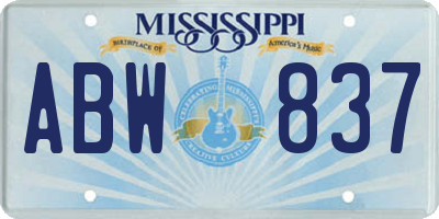 MS license plate ABW837