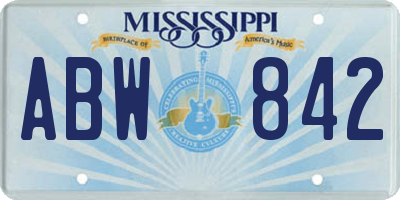 MS license plate ABW842