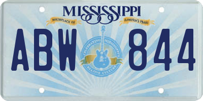 MS license plate ABW844