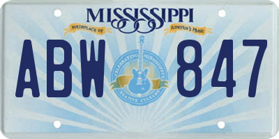 MS license plate ABW847