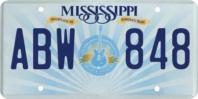 MS license plate ABW848