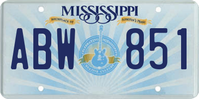 MS license plate ABW851