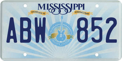 MS license plate ABW852