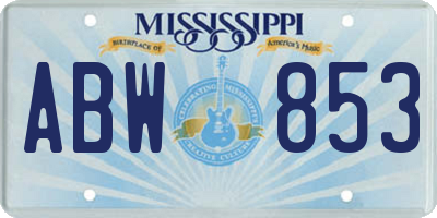 MS license plate ABW853