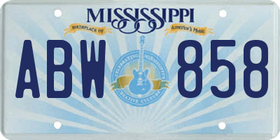 MS license plate ABW858