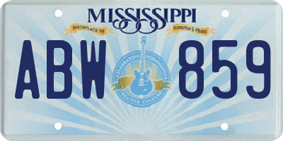 MS license plate ABW859