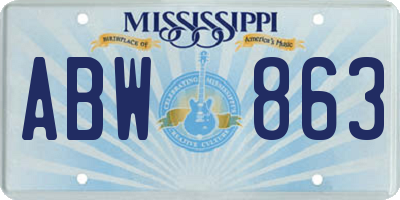MS license plate ABW863