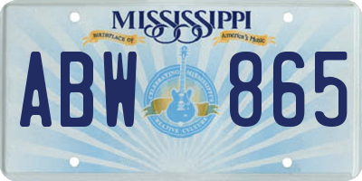 MS license plate ABW865