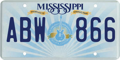 MS license plate ABW866