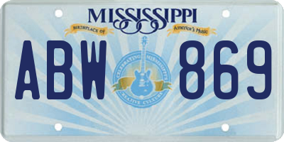 MS license plate ABW869