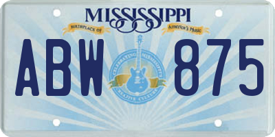 MS license plate ABW875